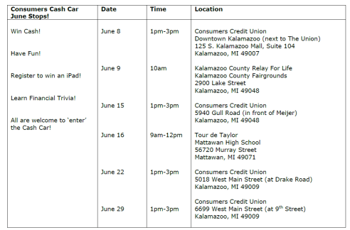 cash car schedule